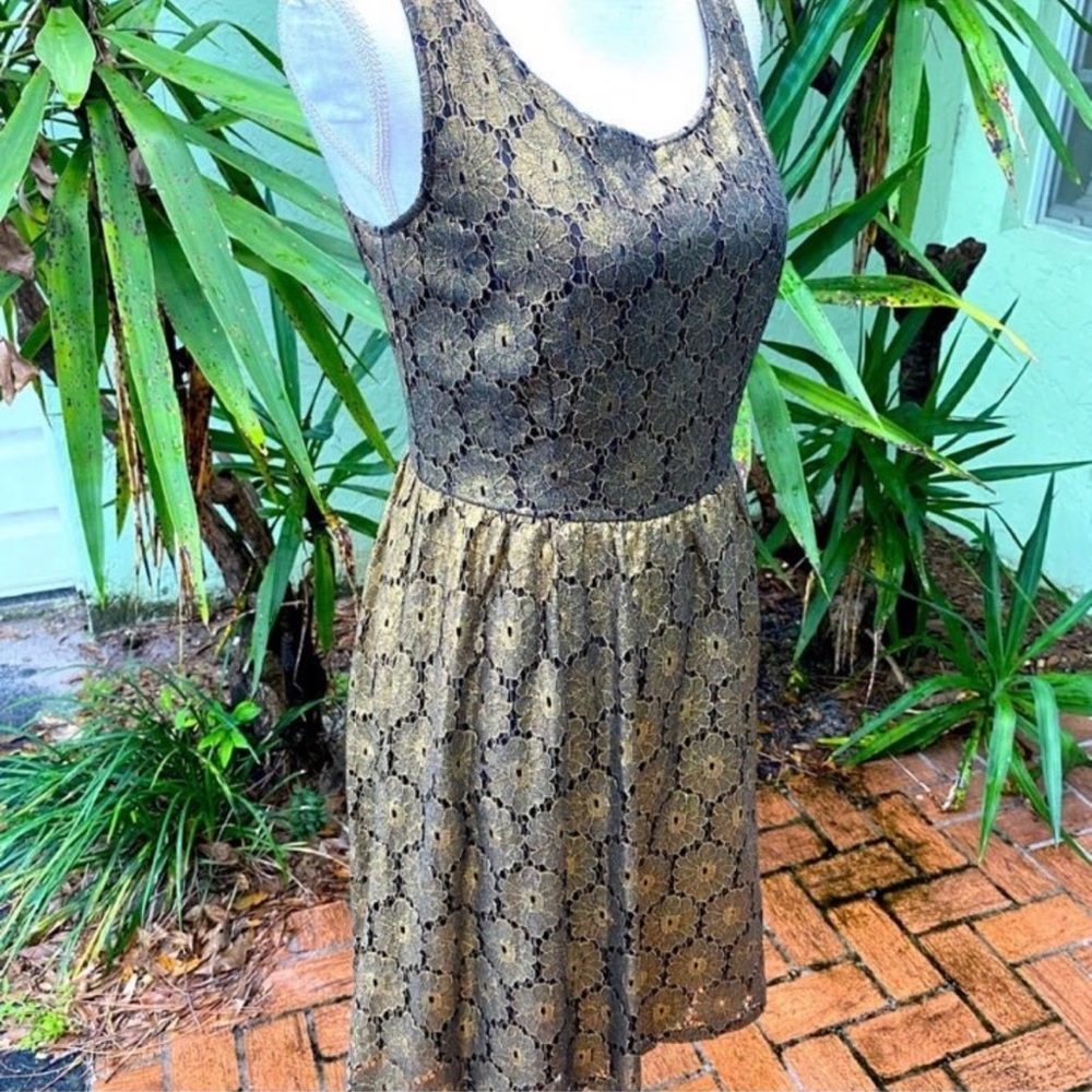 Anthropologie Black and Gold Dress
